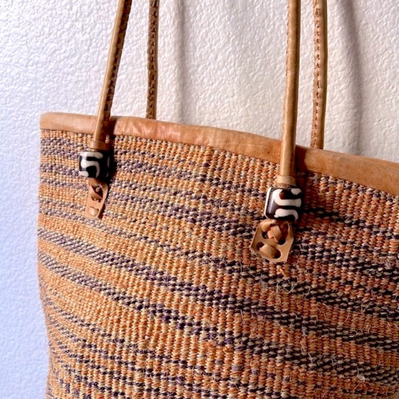 African Sisel Woven Striped Bag - Picture 2 of 11